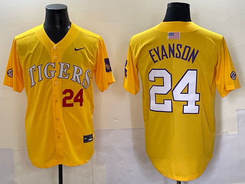 Men 2025 LSU Tigers #24 Eyanson Yellow Joint Name Nike NCAA Jersey style 4->ncaa teams->NCAA Jersey